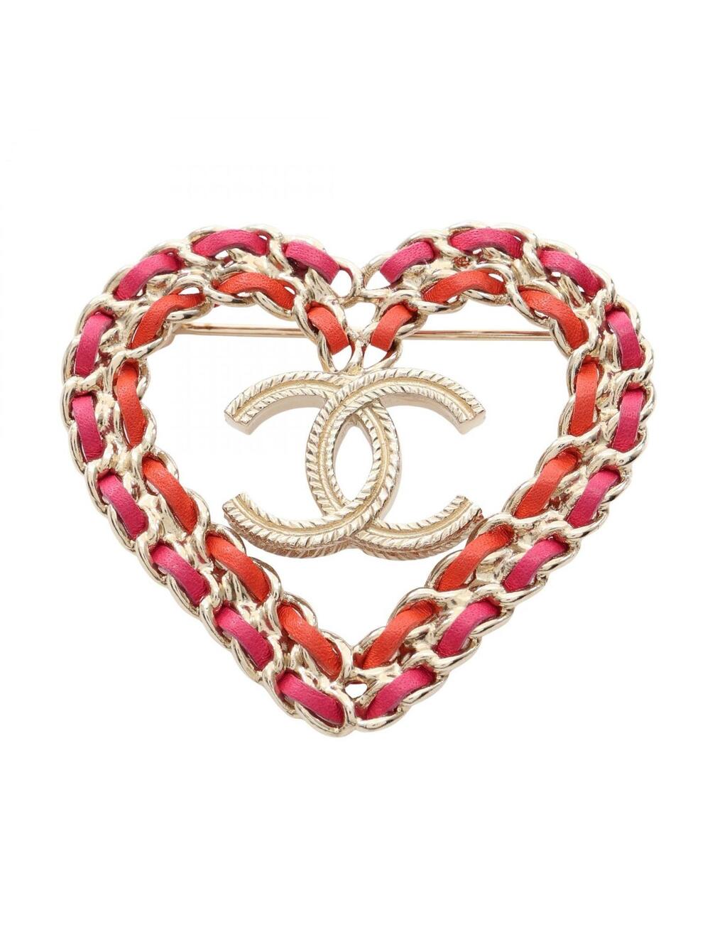 Chanel Coco Mark Heart Brooch Pin Gold #271254C84B
